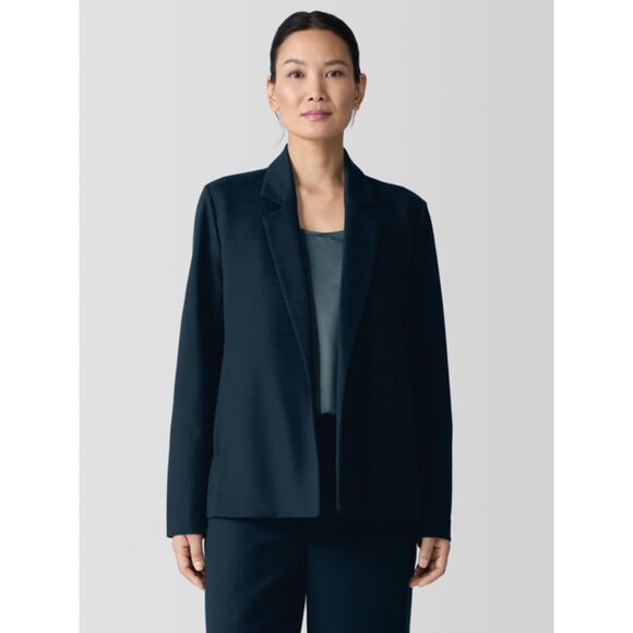 Eileen Fisher NWT XXS fits XS/S Washable Flex Ponte Notch Collar DEEP ADRIATIC - Picture 1 of 9